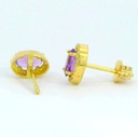 PENDIENTES OVAL 5x3 AMATISTA SEMIPRECIOSA 7MM.PRESION