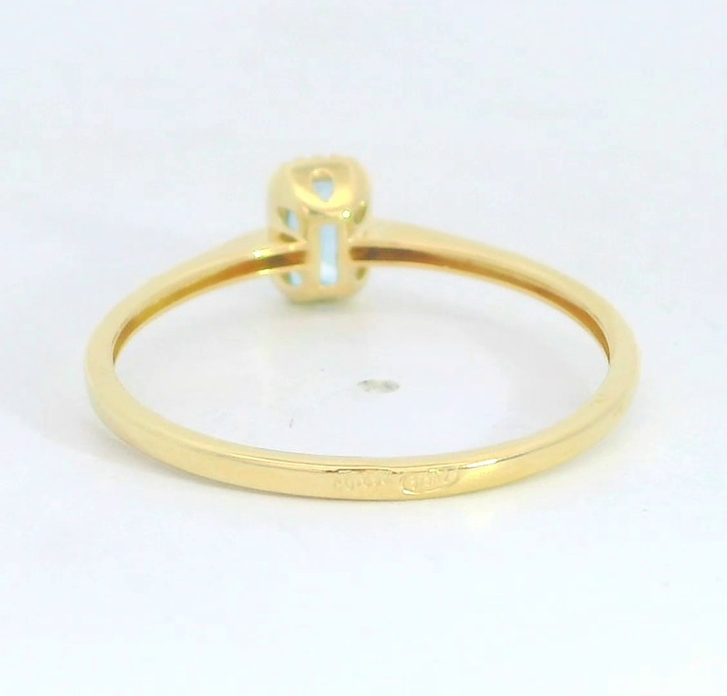 SORTIJA OCTOGONO COLOR AGUAMARINA DE 6x4MM.9 KILATES