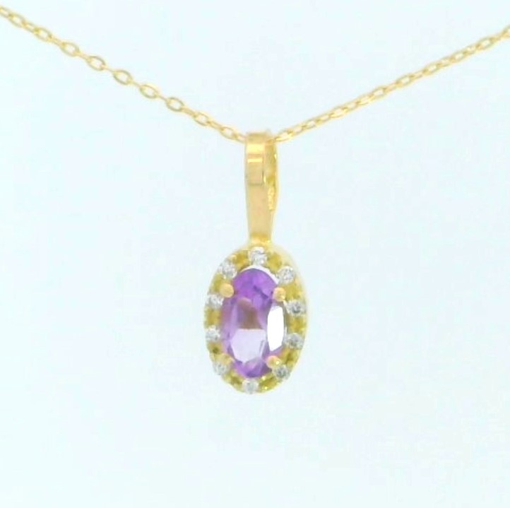 COLGANTE OVAL  AMATISTA SEMIPRECIOSA DE 5x3MM Y CIRCONITAS