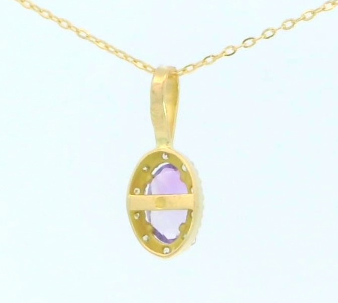 COLGANTE OVAL  AMATISTA SEMIPRECIOSA DE 5x3MM Y CIRCONITAS