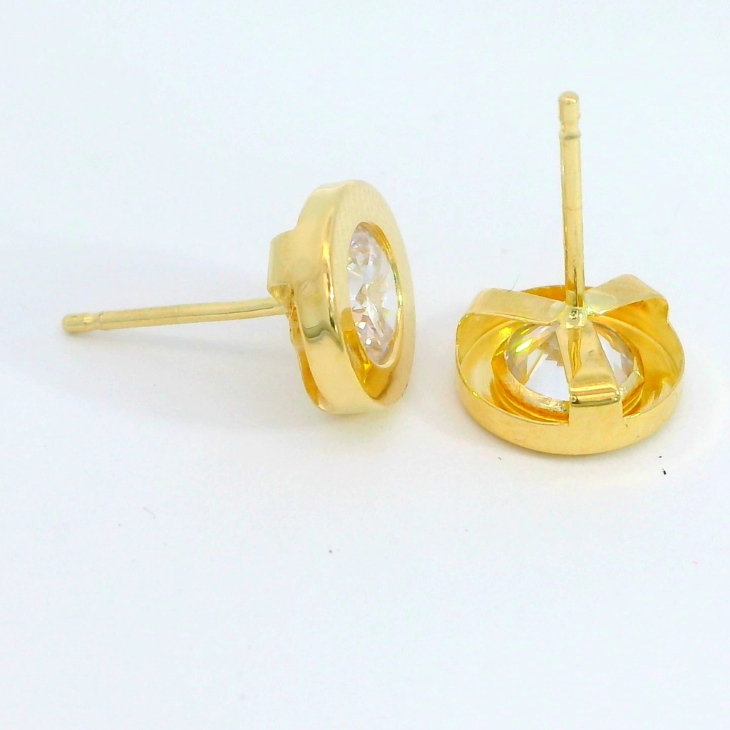 PENDIENTES "DONUT" CIRCONITAS 8MM.PIEDRA DE 5MM.PRESION