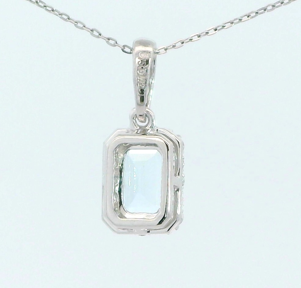 COLGANTE CUADRADO AGUA MARINA  6x4MM(0.45 CT)Y BRILLANTES DI 22 RD 0.15  CT TW