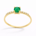 RING WITH 4MM ROUND EMERALD AND 8 1MM DIEMONDS H-SI 0.06 CT TW 
