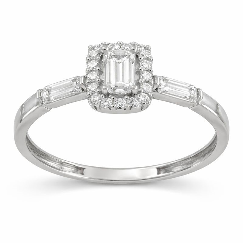 BAGUETTE CZ WHITE GOLD RING.