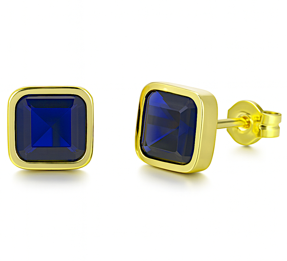 PENDIENTES CUADRADOS 6x6 MM PIEDRA NANO ZAFIRO