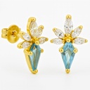 7x4 MM AQUAMARINE COLOR KITE CZ EARRINGS.PUSHBACK.
