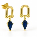 SAPPHIRE COLOR STONE "KITE" EARRINGS.11MM.