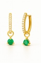 PENDIENTES ARO DESMONTABLE ESMERALDA 3MM Y CIRCONITAS.17x1'5MM.