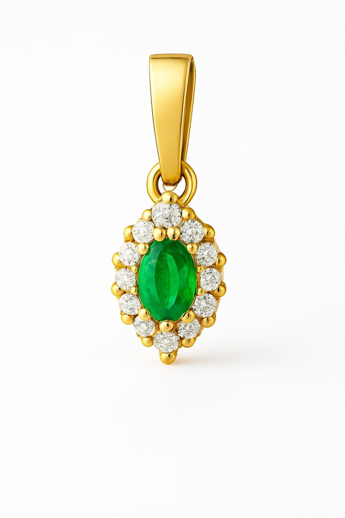 COLGANTE LANZADERA 8x5MM. ESMERALDA 3x2MM Y CIRCONITAS.