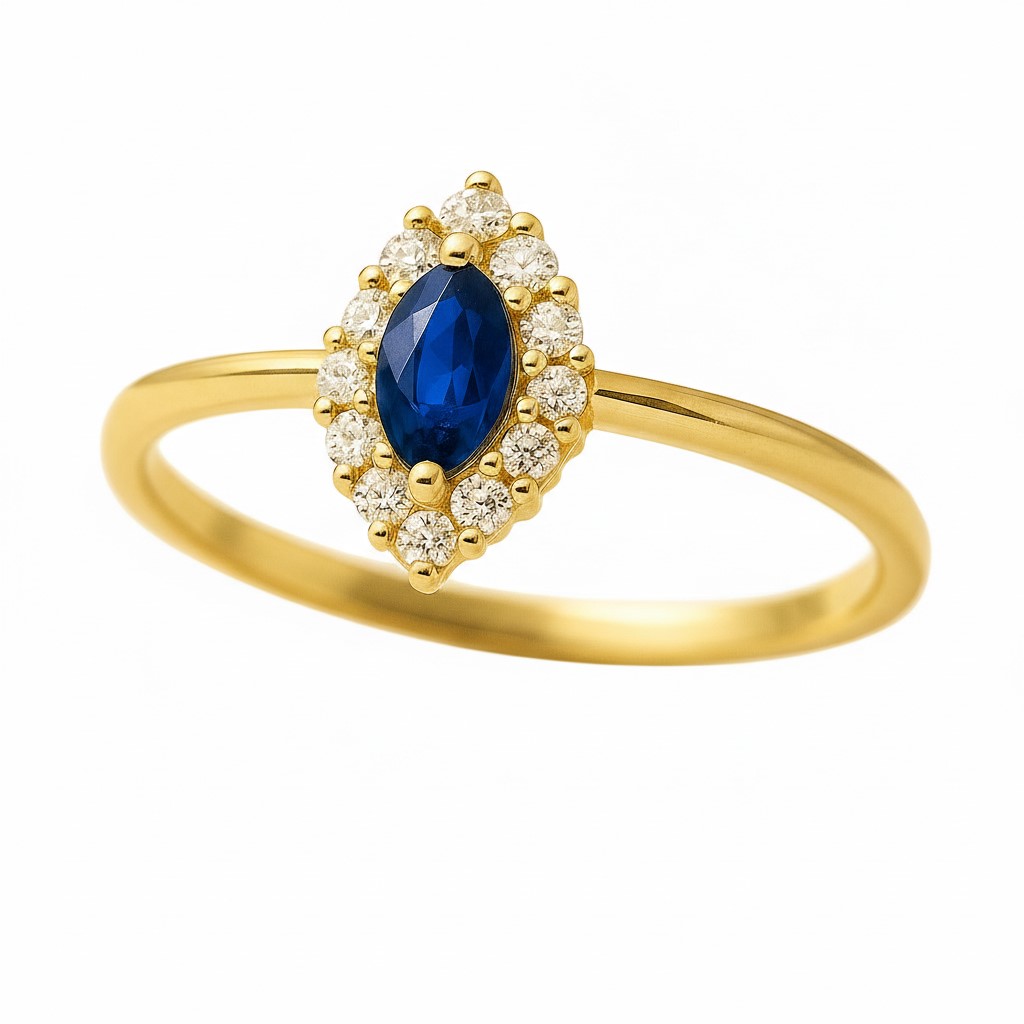 3x2MM SHAPPIRE AND CZ SHUTTLE RING.