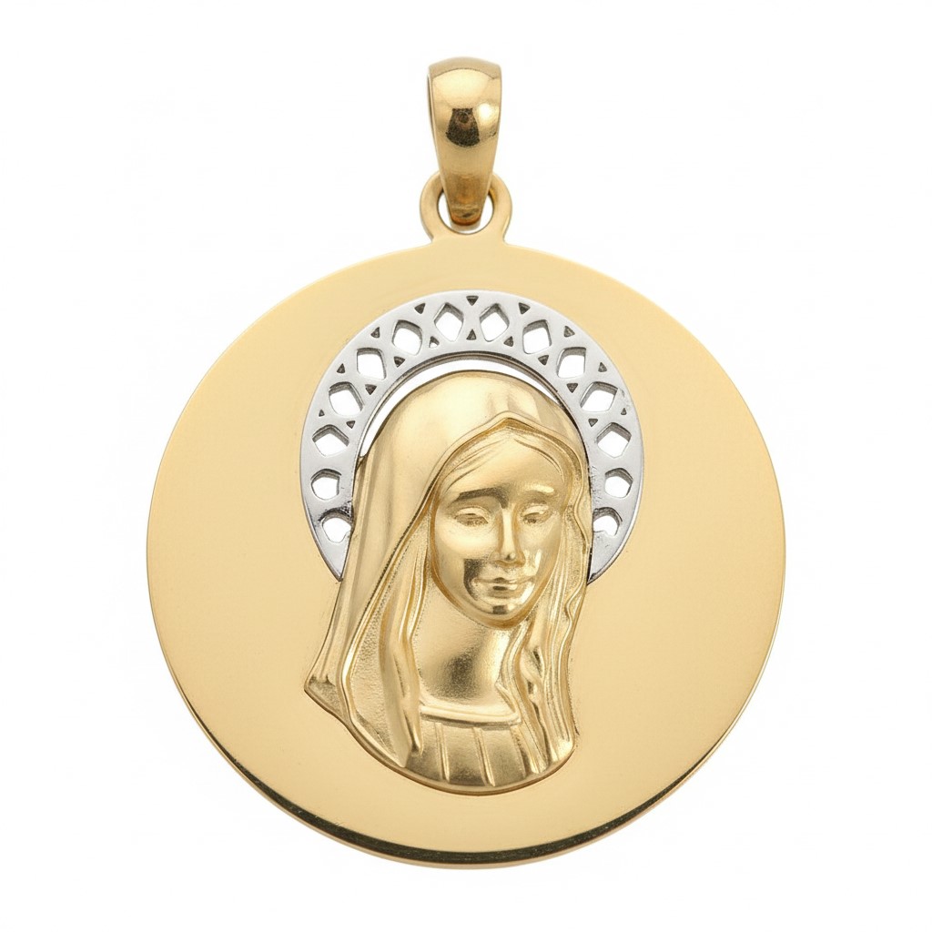 MEDALLA REDONDA VIRGEN NIÑA 19MM