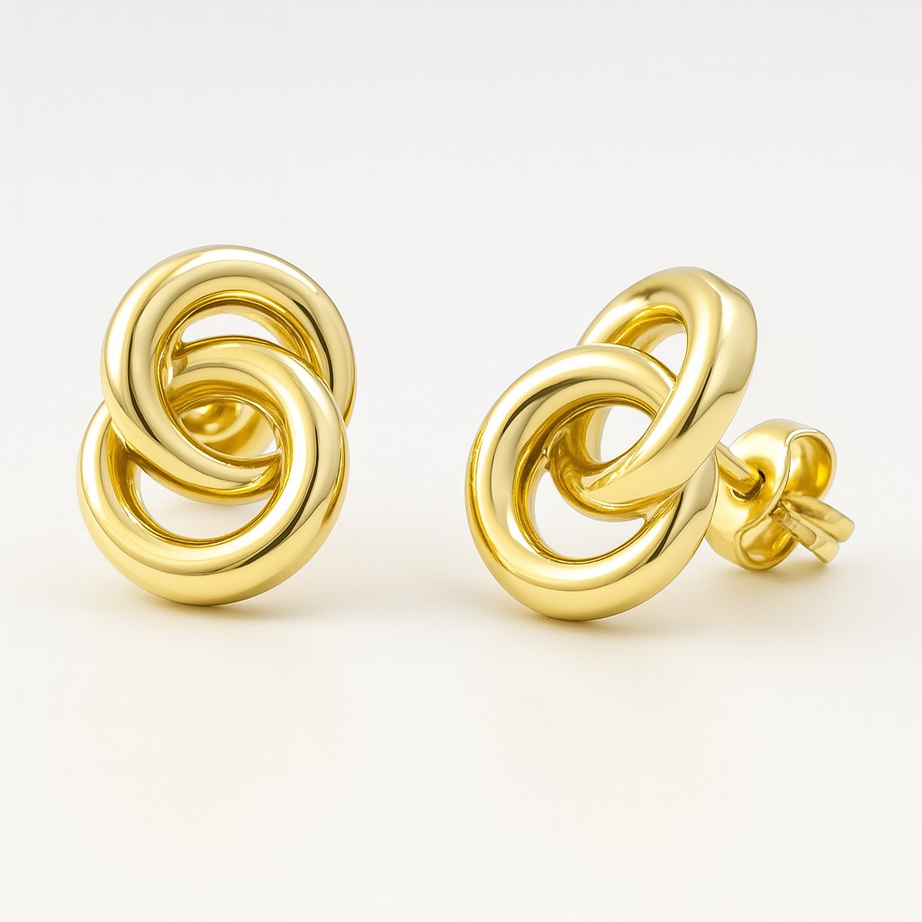 PENDIENTES NUDO DOBLE AMARILLO 9'5MM.PRESION