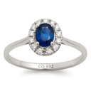 5x4MM(0.25 CT) OVAL SAPPHIRE RING WITH H-SI DIAMONDS(0.12 CT TW)