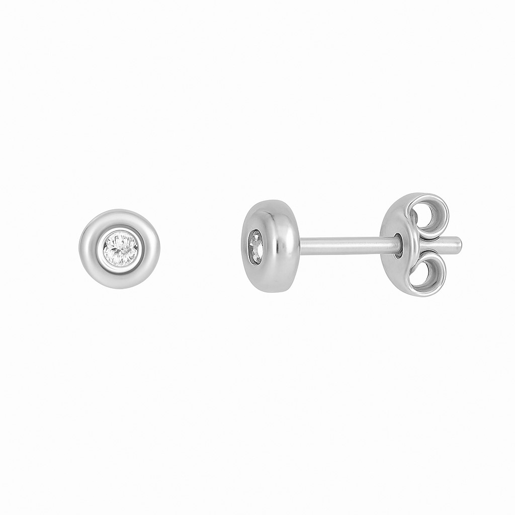 PENDIENTES CHATON CIRCONITA DE  2MM.ROSCA.ORO BLANCO.