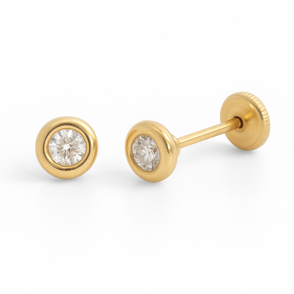 2'5MM CZ STUD EARRINGS.SCREW BACK.