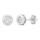 4MM STUD DIAMOND BEZEL WHITE GOLD EARRINGS.DIAMONDS H-SI 0.10 CT TW.
