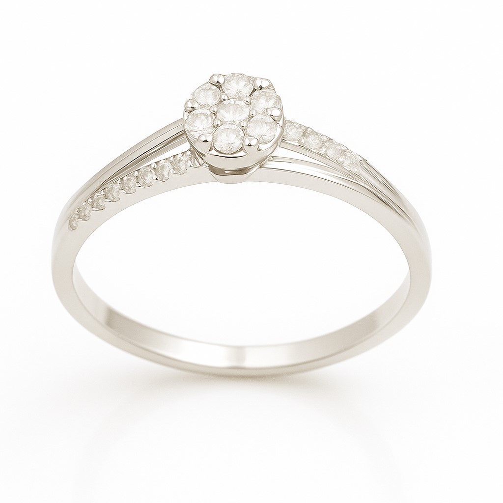 WHITE GOLD DIAMOND RING.QUALITY SI 1 ,COLOR H.0.17 CT TW
