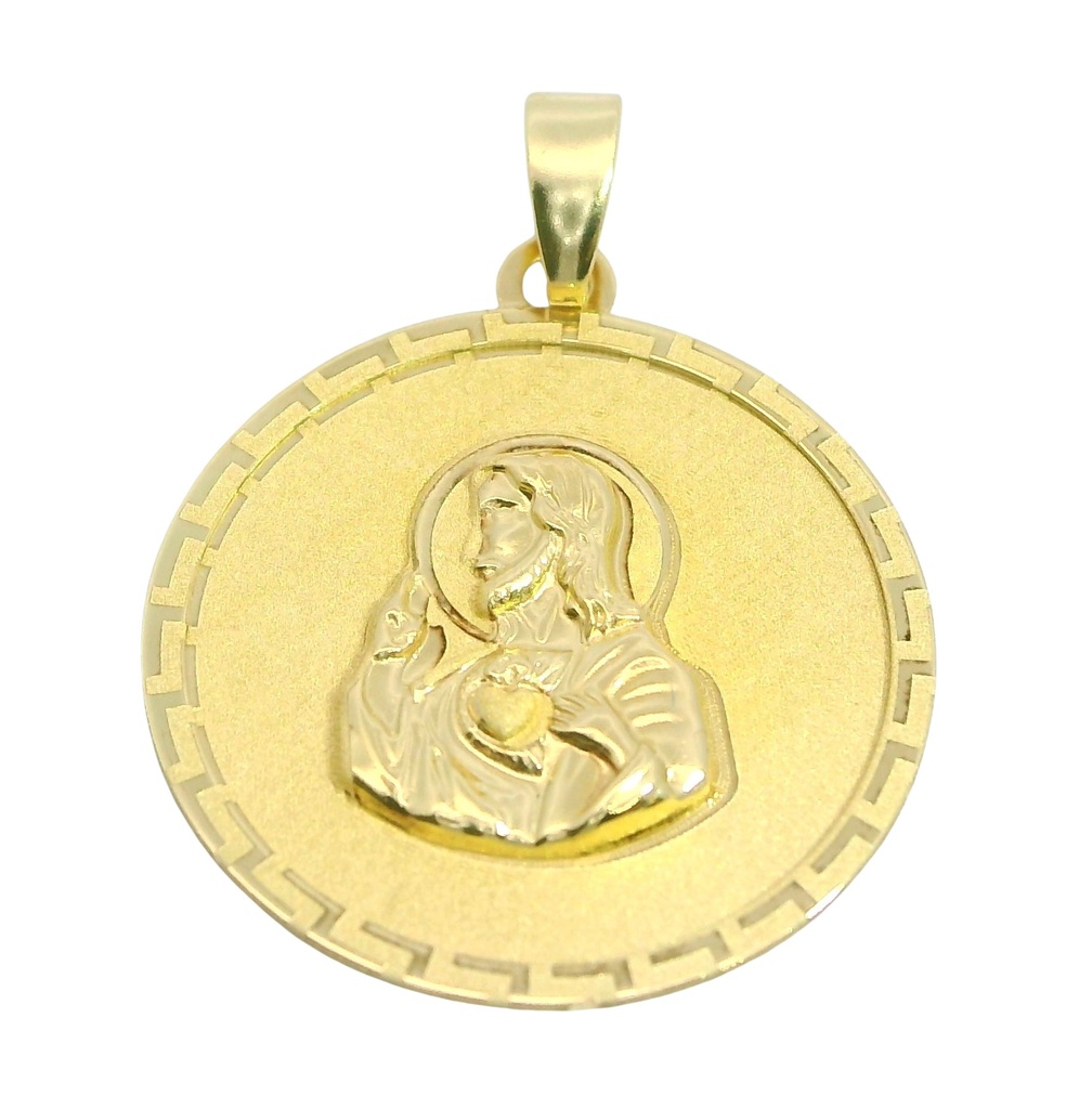 MEDALLA REDONDA SAGRADO CORAZON DE JESUS CON  GRECA.17 MM