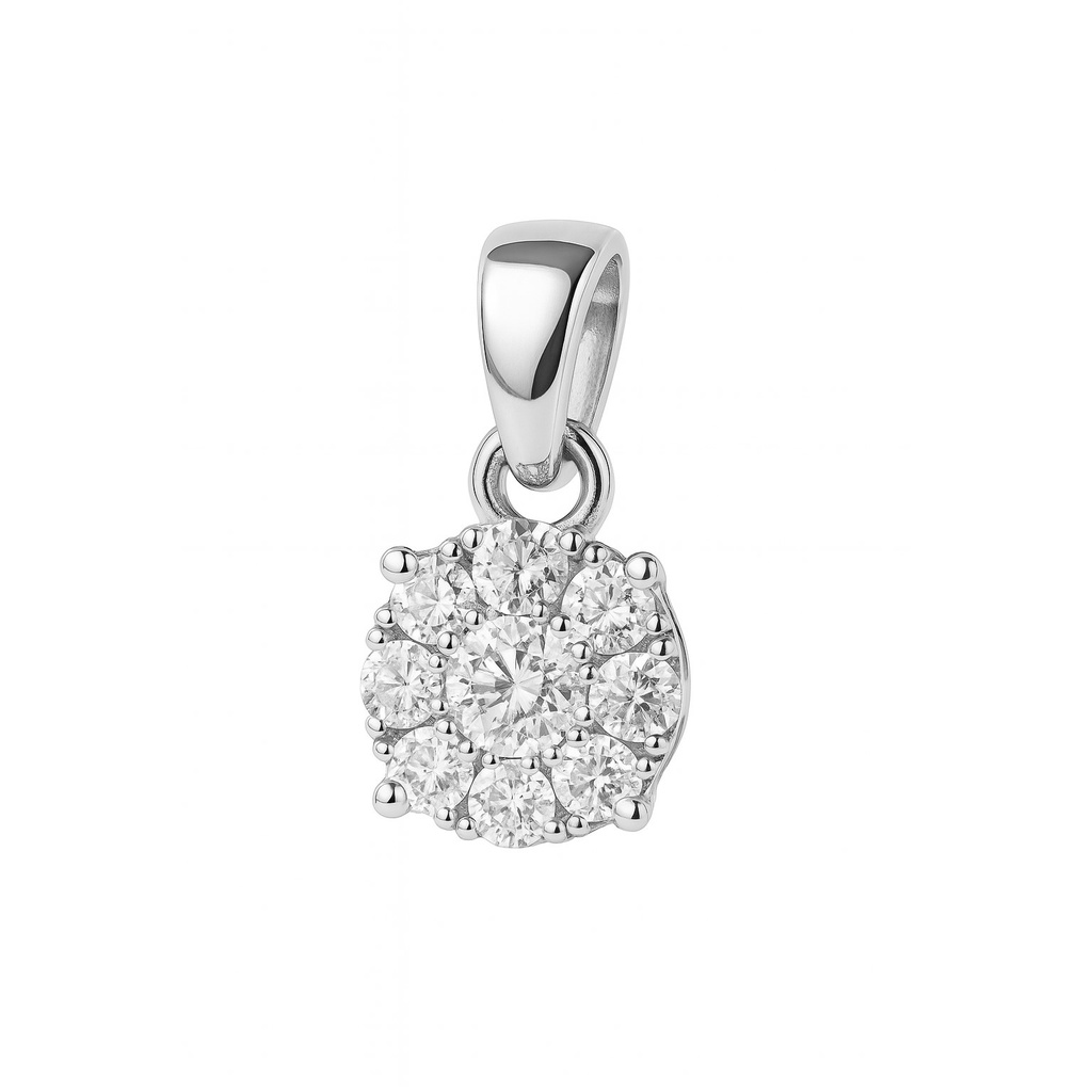 COLGANTE REDONDO 6x6MM 1 BRILLANTE DE  0.06 CT Y 9 DE 0.09 CT H-SI.0.15 CT TW