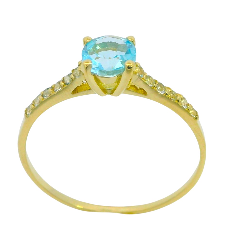 5MM BLUE TOPAZ GOLD RING