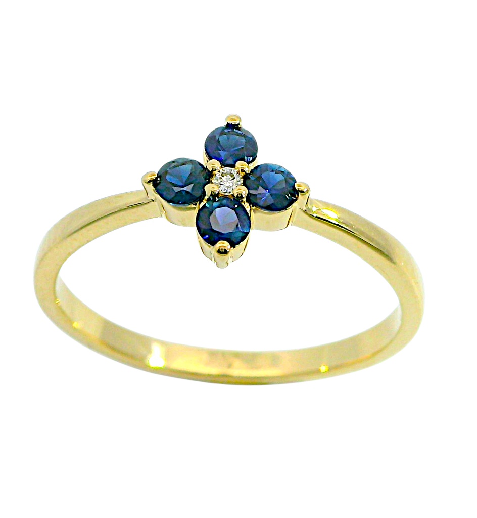 SORTIJA  BRILLANTES DI 1RD 0.01 CT 4 ZAFIROS 0.038 CT