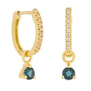 PENDIENTES ARO DESMONTABLE TOPACIO  LONDON BLUE 3MM Y CIRCONITAS.17x1'5MM.