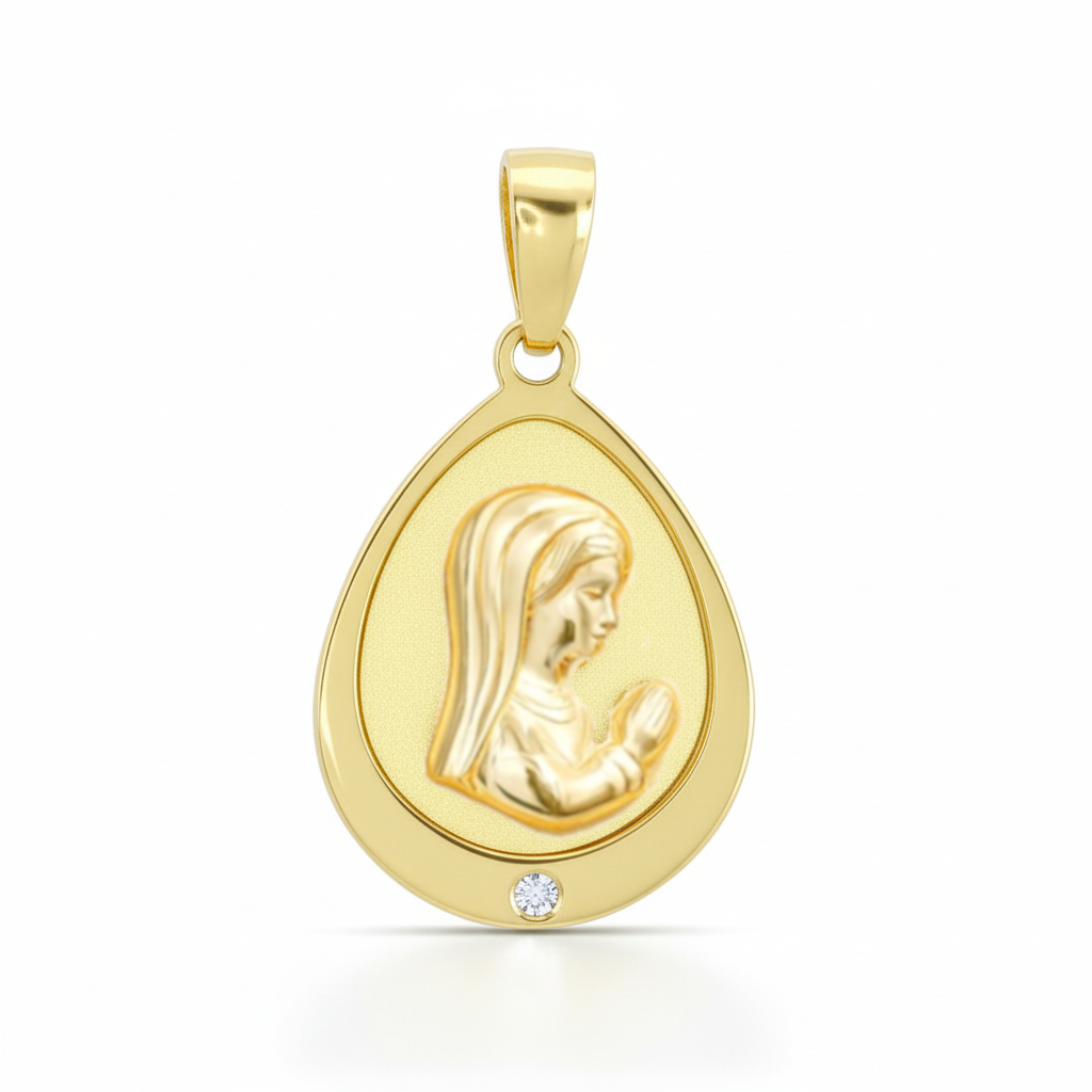 14x12MM OVAL VIRGIN MEDAL .9K.