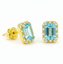 PENDIENTES OCTOGONO 5x3 AGUA MARINA SEMIPRECIOSA 7MM.PRESION