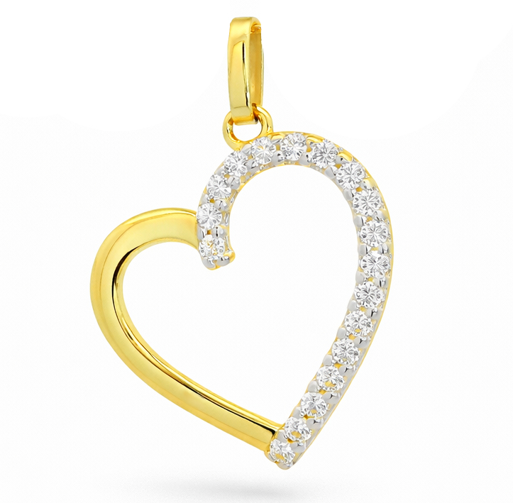 COLGANTE CORAZON CON CIRCONITAS.16x14MM.9 KILATES