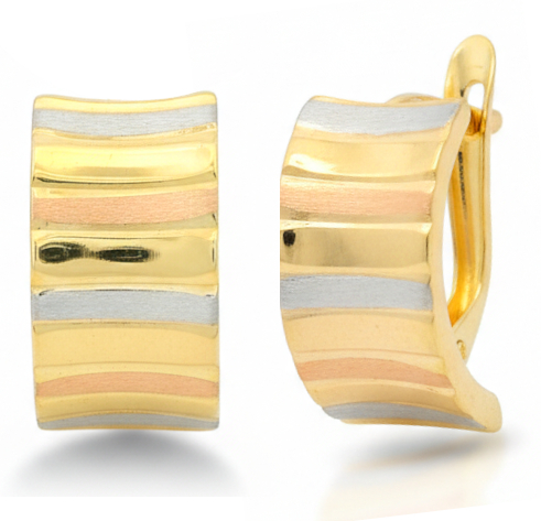 MEDIOS AROS TRICOLOR  CIERRE  CATALAN.13x7MM. 9KILATES