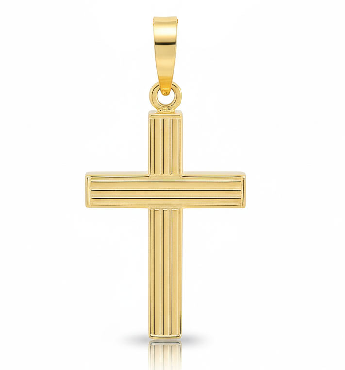 CRUZ RAYADA SIN CRISTO 9 KILATES.24x14MM