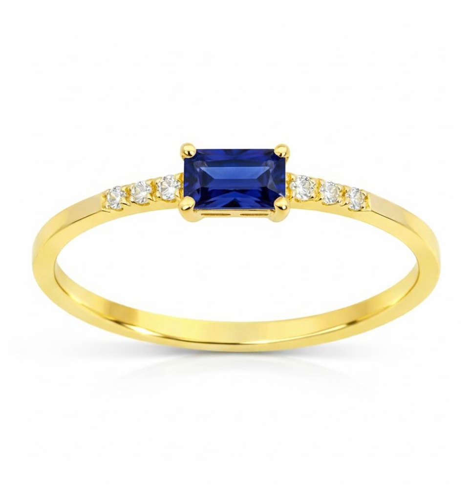5x3MM NANO EMERALD AND CZ RING. 9 KARAT