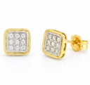 6MM TWO TONE GOLD SQUARE STUD EARRINGS.9 KARAT