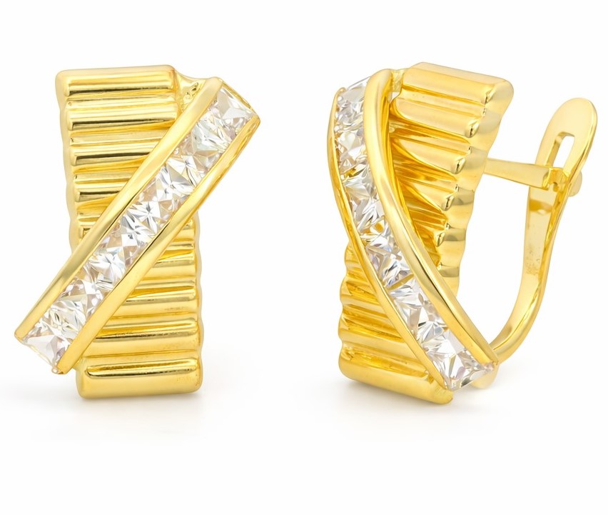 PENDIENTES BANDA CON CIRCONITAS .CATALAN.13x8MM
