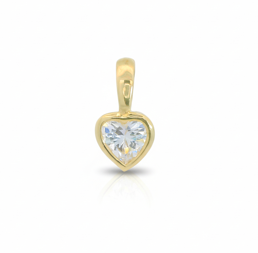5'5MM HEART CZ PENDANT.9 KARAT