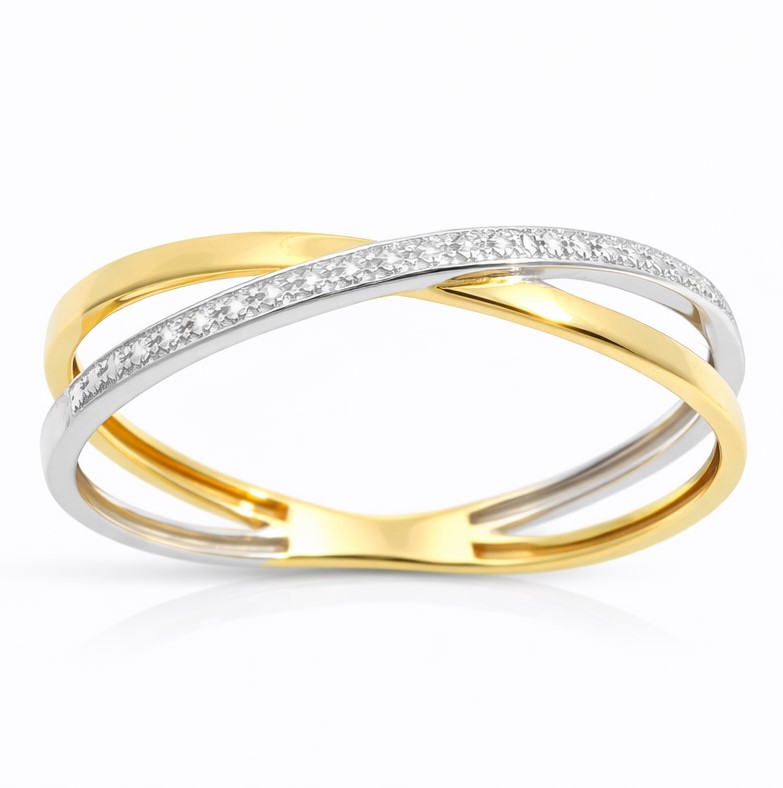 SORTIJA  BICOLOR  CON DIAMANTE 0.004 CT .9 KILATES