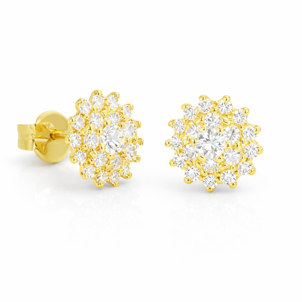 7MM CZ ROUND STUD EARRINGS.9 KARAT