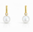 PENDIENTES CIRCONITAS Y PERLA CULTIVADA DE 6MM.9 KILATES