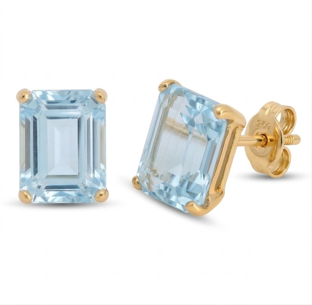 PENDIENTES SKY BLUE 8x6MM.PRESION