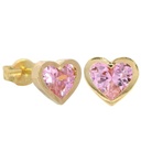 PENDIENTES CORAZON 6MM PIEDRA COLOR ROSA 9 KILATES
