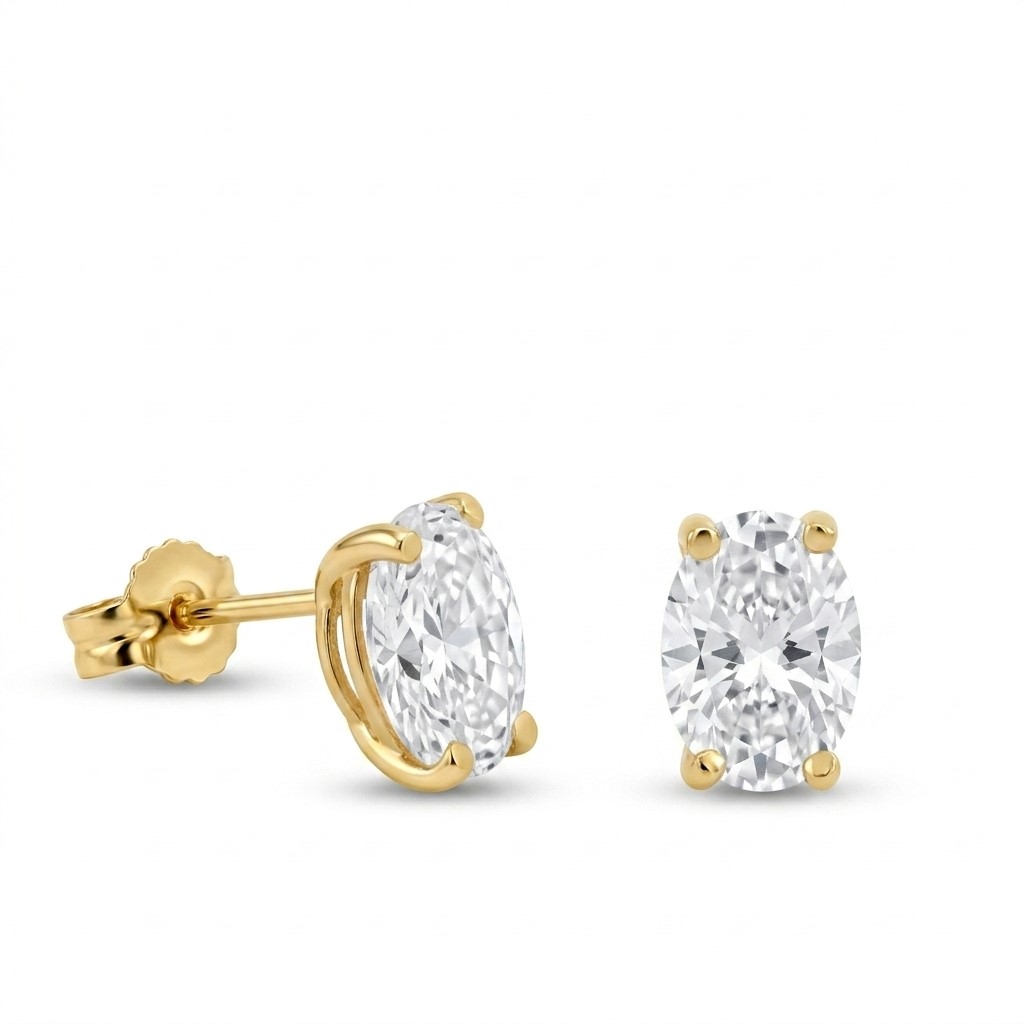 7x5MM WHITE TOPAZ STUD EARRINGS