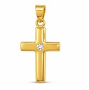 CRUZ LISA SIN CRISTO CON CIRCONITA .19x10MM.9 KILATES