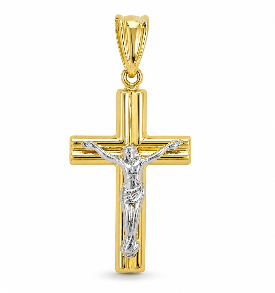 23x15MM TWO TONE GOLD CRUCIFIX PENDANT