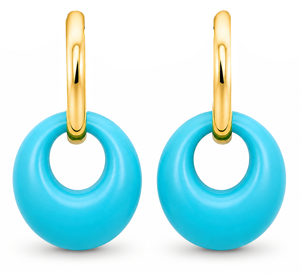 PENDIENTES AROS COLOR TURQUESA.24MM