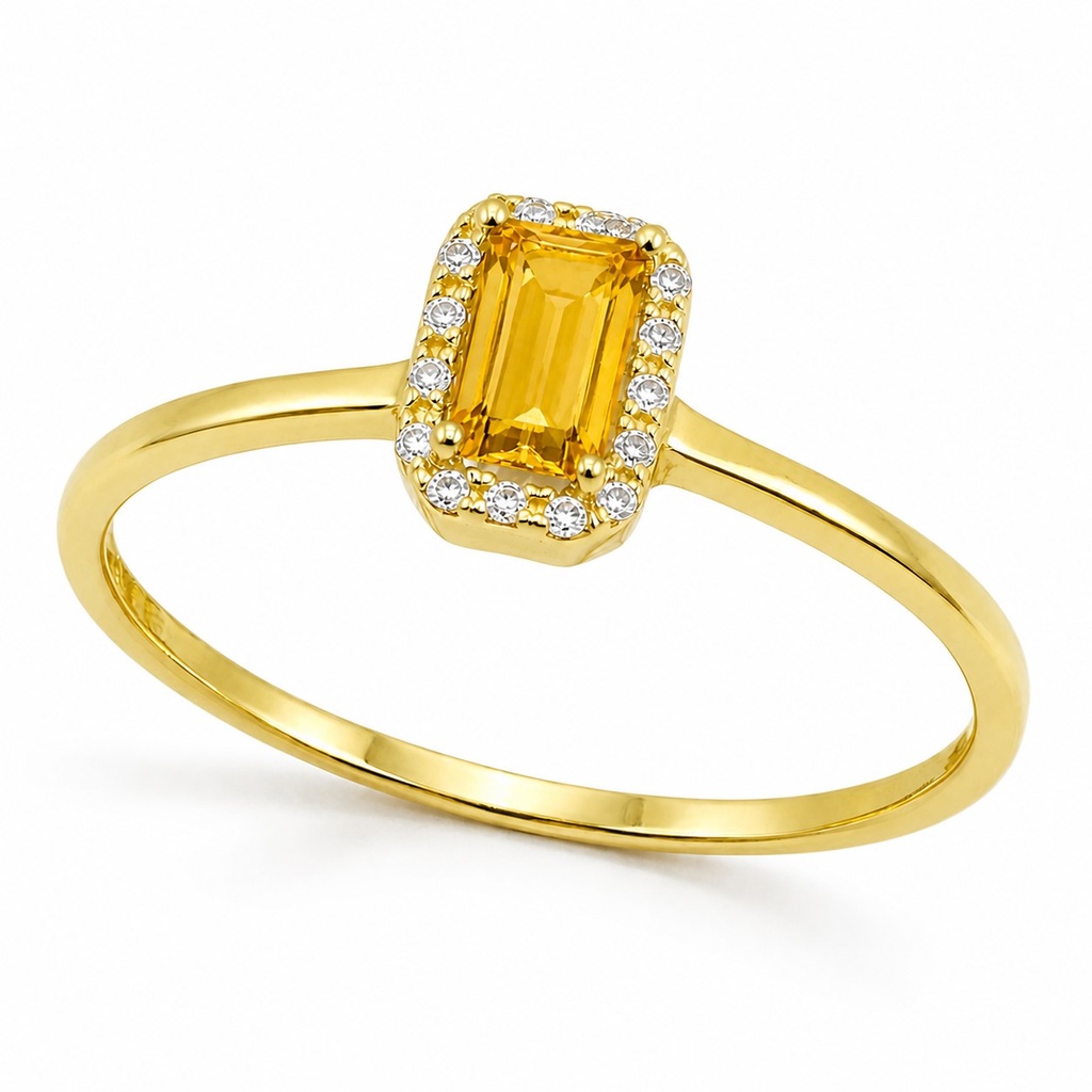5x3MM CITRINE AND CZ RING.