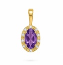 5x3MM OVAL AMETHIST AND CZ PENDANT