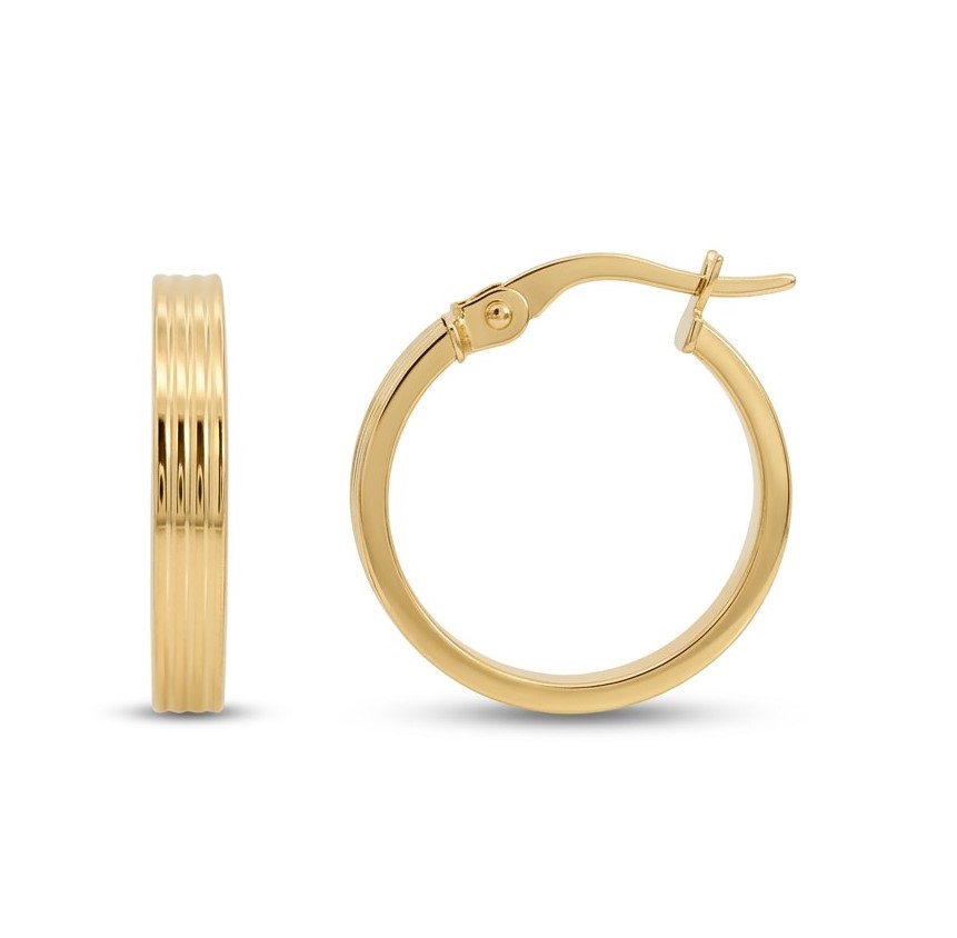 AROS RAYADOS 14x3MM.CIERRE CATALAN.9 KILATES