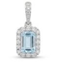 6x4MM(0.51 CT) AQUAMARINE RING WITH H-SI DIAMONDS(0.15 CT TW)