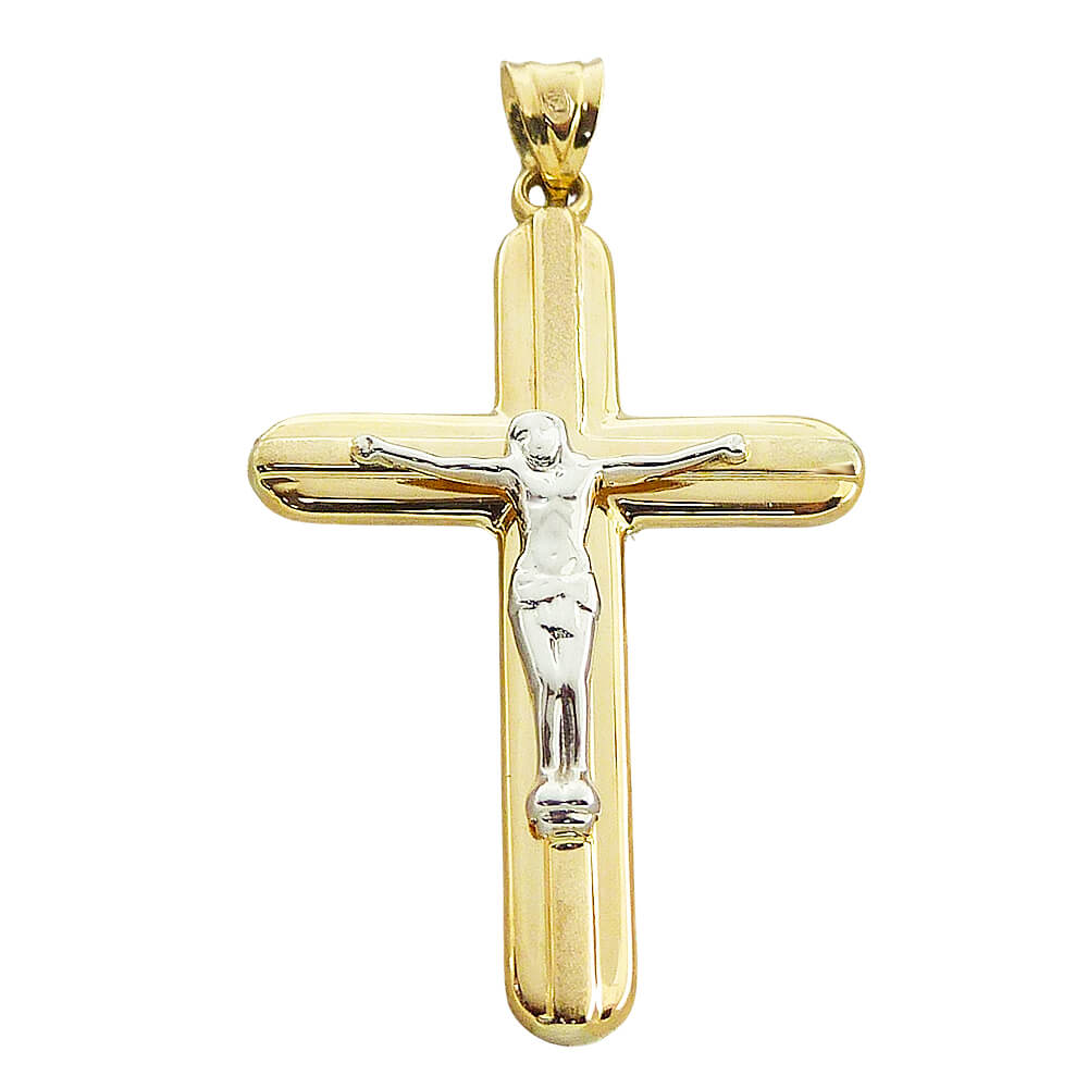 CRUZ CON CRISTO 47x27MM.BICOLOR.