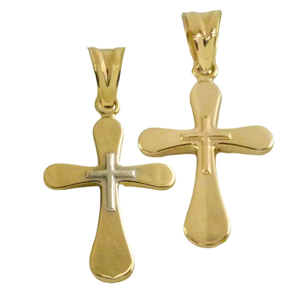 25x15MM TWO TONE CROSS PENDANT.